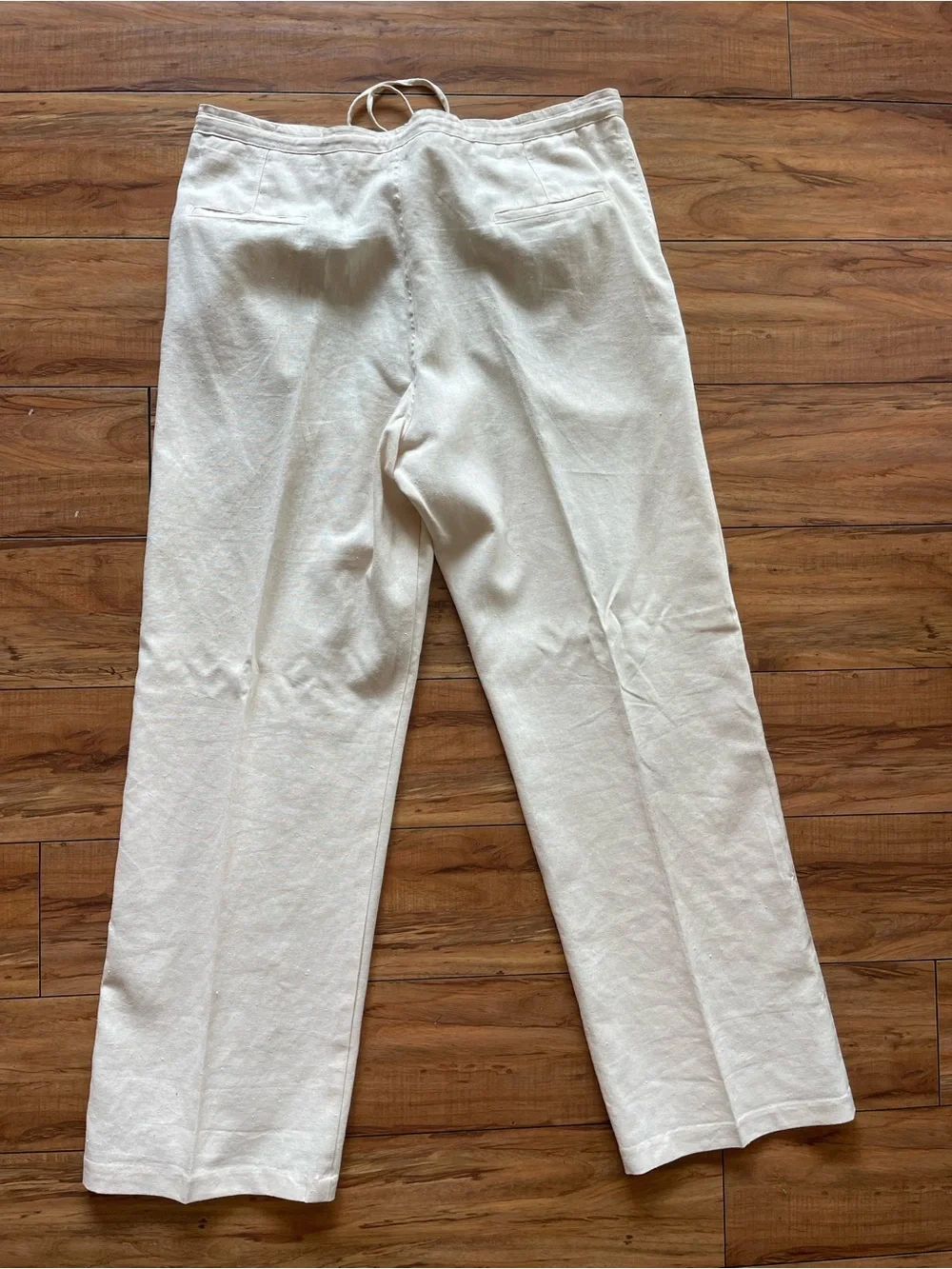 Men's Linen-Blend Drawstring Pants in Off-White